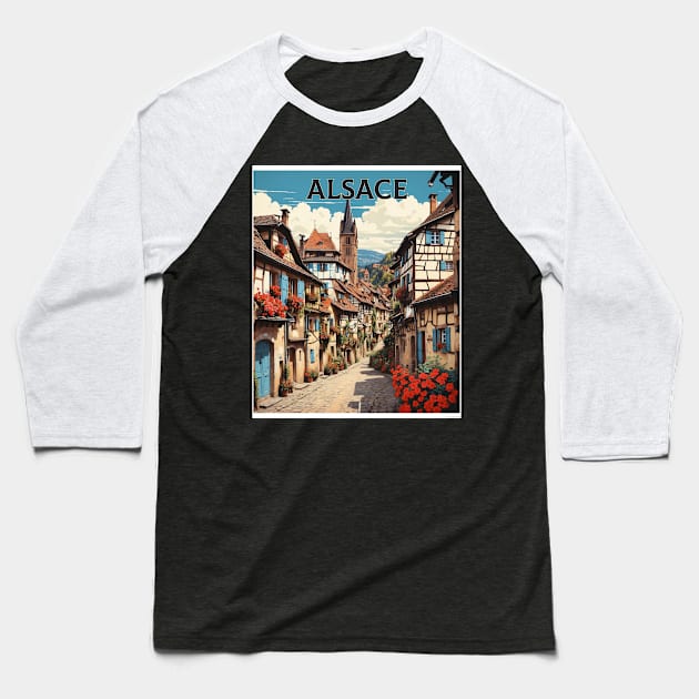 Alsace France Vintage Poster Tourism 3 Baseball T-Shirt by TravelersGems